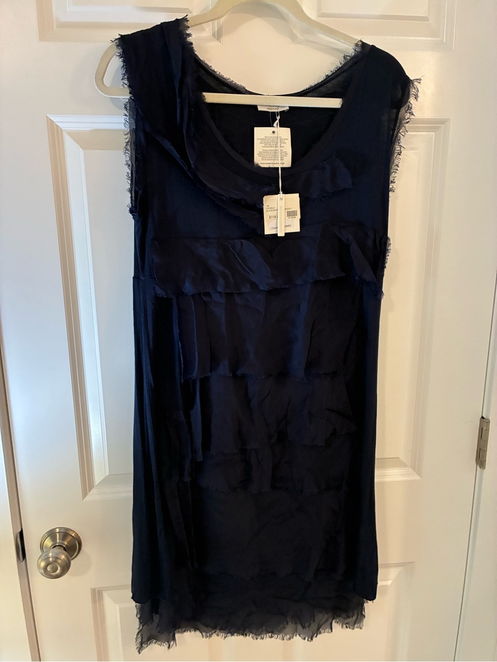 NEW! Femme Fatale Made in Italy Navy Sleeveless Layered Shift Dress